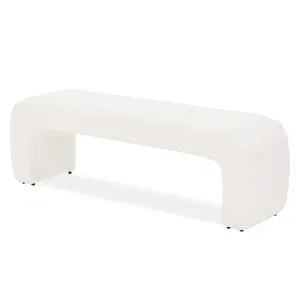 Josie Curved Boucle Fabric Bench Seat in Cream White by Luxo Furniture, a Benches for sale on Style Sourcebook
