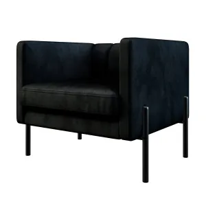 Avian Velvet Accent Sofa with Steel Legs in Black by Luxo Furniture, a Sofas for sale on Style Sourcebook