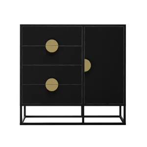 Abigail 100cm Storage Buffet with Gold Handles in Black by Luxo Furniture, a Sideboards, Buffets & Trolleys for sale on Style Sourcebook
