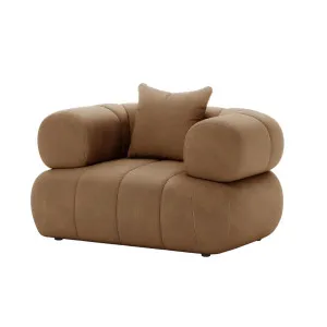 Samira Single Seater Velvet Sofa in Camel Brown by Luxo Furniture, a Sofas for sale on Style Sourcebook