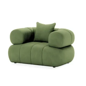 Samira Single Seater Velvet Sofa in Prasinous Green by Luxo Furniture, a Sofas for sale on Style Sourcebook