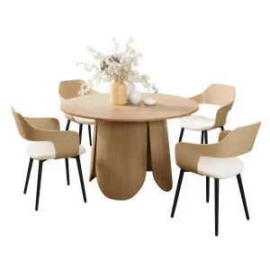 Kaylani & Winfield 5-Piece Wooden Dining Set with Boucle Chairs by Luxo, a Dining Sets for sale on Style Sourcebook