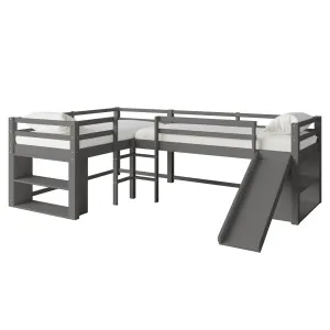 Coreen Single Solid Wood Storage Loft Bed with Slide in Grey by Luxo Furniture, a Beds & Bed Frames for sale on Style Sourcebook