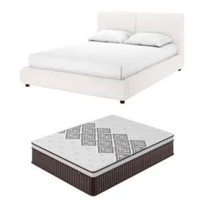 Stacy & Thalia Queen Boucle Bed & Mattress Set in White by Luxo Furniture, a Mattresses for sale on Style Sourcebook