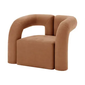 Safi Velvet Curved Accent Chair - Orange Burnt by Luxo, a Chairs for sale on Style Sourcebook