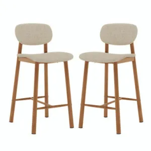 Afrim Linen Fabric High Back Bar Stool Set of 2 in Beige by Luxo Furniture, a Bar Stools for sale on Style Sourcebook
