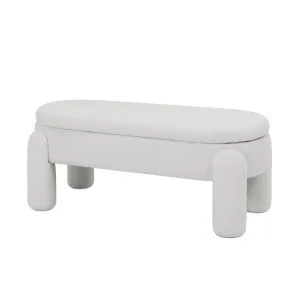 Lonea Boucle Fabric Bench with Storage in Eggshell White by Luxo Furniture, a Benches for sale on Style Sourcebook