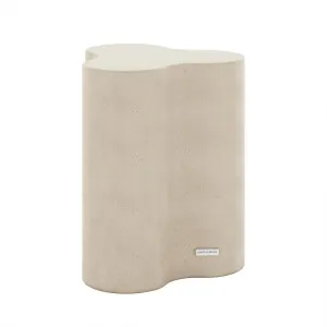 Odalys Curved Outdoor Concrete Side Table in Antique White by Luxo Outdoors, a Tables for sale on Style Sourcebook