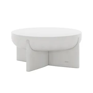 Kora Pedestal Round Outdoor Concrete Coffee Table in White by Luxo Outdoors, a Tables for sale on Style Sourcebook