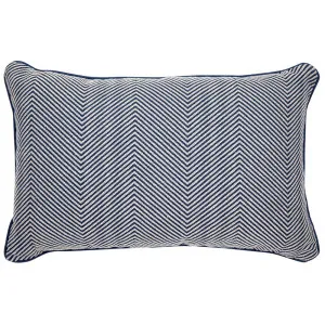 Candace Rectangle Feather Cushion - Chevron Blue Linen by Cafe Lighting and Living, a Cushions, Decorative Pillows for sale on Style Sourcebook