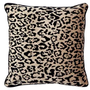 Serene Square Feather Cushion - Leopard Chenille w Black Velvet by Cafe Lighting and Living, a Cushions, Decorative Pillows for sale on Style Sourcebook