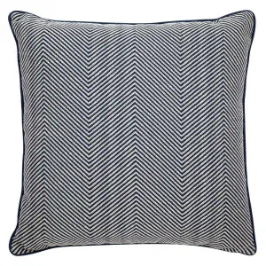 Candace Square Feather Cushion - Chevron Blue Linen by Cafe Lighting and Living, a Cushions, Decorative Pillows for sale on Style Sourcebook