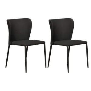 Foley Dining Chair Set of 2 - Black w Metal Legs by CAFE Lighting & Living, a Dining Chairs for sale on Style Sourcebook