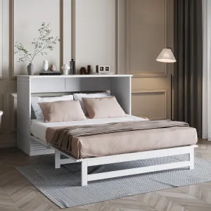 Jaxen Queen Foldout Murphy Bed with Storage in White by Luxo Furniture, a Beds & Bed Frames for sale on Style Sourcebook