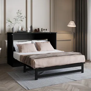 Jaxen Queen Foldout Murphy Bed with Storage in Black by Luxo Furniture, a Beds & Bed Frames for sale on Style Sourcebook