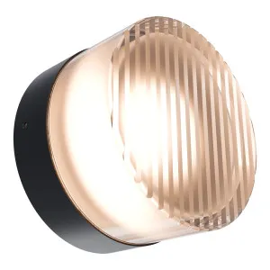 Calibo Gull Round Ribbed Acrylic 3CCT LED Exterior Wall Light Black by Calibo, a Outdoor Lighting for sale on Style Sourcebook