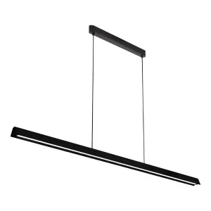 Calibo Avocent 1500mm Slim Timber Triangular Edge LED Linear Pendant Walnut with Black by Calibo, a Pendant Lighting for sale on Style Sourcebook