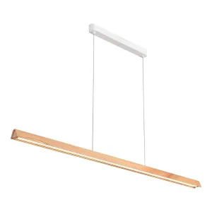 Calibo Avocent 2000mm Slim Timber Triangular Edge LED Linear Pendant Ash with White by Calibo, a Pendant Lighting for sale on Style Sourcebook