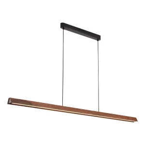 Calibo Avocent 2000mm Slim Timber Triangular Edge LED Linear Pendant Walnut with Black by Calibo, a Pendant Lighting for sale on Style Sourcebook