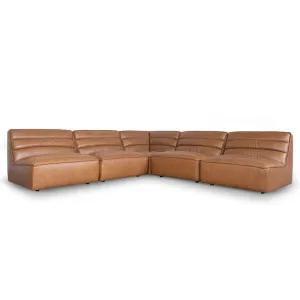 Monaco Modular Leather Corner Sofa - Amber Brown by Interior Secrets - AfterPay Available by Interior Secrets, a Sofas for sale on Style Sourcebook