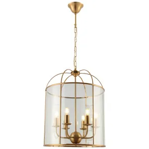 Cougar Clovelly Transitional Gold Glass Lantern Pendant 6-Light by Cougar, a Pendant Lighting for sale on Style Sourcebook