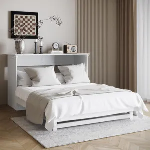 Penn Queen Smart Foldout Wall Bed with Storage in White by Luxo Furniture, a Beds & Bed Frames for sale on Style Sourcebook