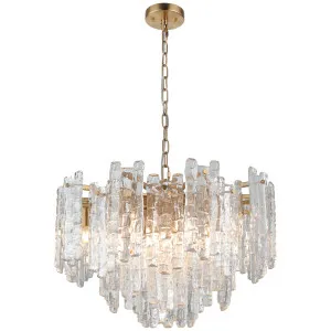 Cougar Riviera Modern Luxe 10 Light Textured Ice Glass Pendant Gold by Cougar, a Pendant Lighting for sale on Style Sourcebook
