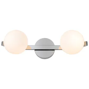 Cougar Rayna Minimalist 2 Light Opal Matte Glass Orb Wall Light Chrome by Cougar, a Wall Lighting for sale on Style Sourcebook