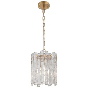 Cougar Riviera Modern Luxe Textured Ice Glass Pendant Gold by Cougar, a Pendant Lighting for sale on Style Sourcebook