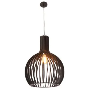 MDA Lighting Boaz Modern Black Timber Barrel Cage Pendant Large by MDA Lighting, a Pendant Lighting for sale on Style Sourcebook