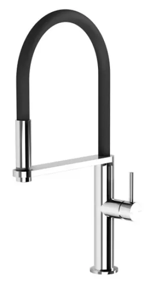 Blix Round Flexible Hose Sink Mixer (Black Hose) 5Star Lead Free | Made From Brass In Chrome Finish/Black By Phoenix by PHOENIX, a Kitchen Taps & Mixers for sale on Style Sourcebook