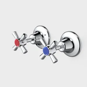 Caravelle Classic Cross Wall Tap Set Lead Free | Made From Brass In Chrome Finish By Caroma by Caroma, a Bathroom Taps & Mixers for sale on Style Sourcebook