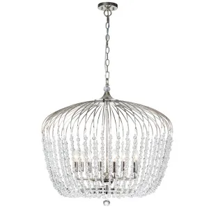 MDA Lighting Evelyn 8 Light Sculpted Iron Chandelier with Draped Crystal Beads Nickel by MDA Lighting, a Chandeliers for sale on Style Sourcebook