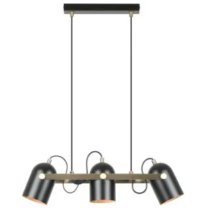 CLA Tazza Contemporary Bar Pendant with Adjustable Head and Aged Brass Highlights Black by Compact Lamps Australia, a Pendant Lighting for sale on Style Sourcebook
