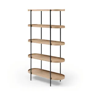 Cleo 5 Tier Shelf 165cm x 100cm Bookcase Natural Ash & Black Frame by Seek & Ramble, a Bookshelves for sale on Style Sourcebook