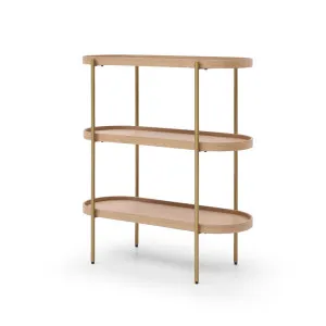 Cleo 3 Tier Shelf 90cm x 80cm Bookcase/Console Natural Ash & Gold by Seek & Ramble, a Bookshelves for sale on Style Sourcebook
