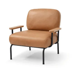 Mattia Mid Century Modern Occasional Armchair Leather Tan by null, a Chairs for sale on Style Sourcebook