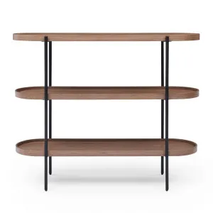 Cleo 3 Tier Shelf 120cm x 80cm Bookcase/Console Walnut & Black Frame by Seek & Ramble, a Bookshelves for sale on Style Sourcebook