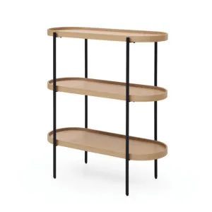 Cleo 3 Tier Shelf 90cm x 80cm Bookcase/Console Natural Ash & Black by Seek & Ramble, a Bookshelves for sale on Style Sourcebook