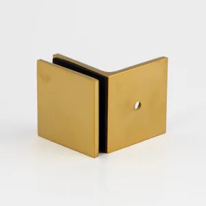 Boston 90 Degree Wall to Glass Bracket Raw Brushed Brass by Estelle, a Bathroom Fixtures for sale on Style Sourcebook