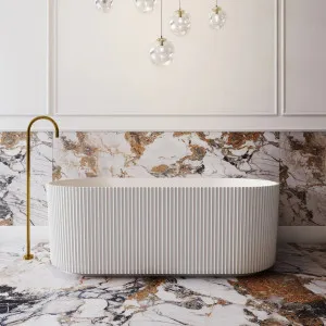 V-Groove Round Back To Wall Bath Matte White by null, a Bathtubs for sale on Style Sourcebook