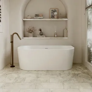Auris Round Back to Wall Bathtub Gloss White by null, a Bathtubs for sale on Style Sourcebook