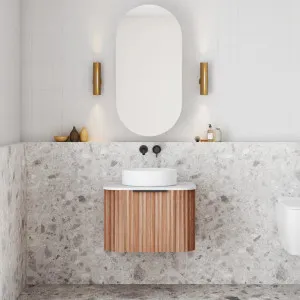 V-Groove Curved Wall Hung Vanity - Single Walnut by null, a Vanity Mirrors for sale on Style Sourcebook