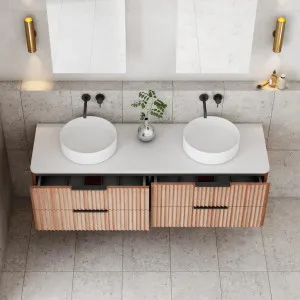 Gravity Curved Wall Double Hung Vanity Natural Oak by null, a Vanity Mirrors for sale on Style Sourcebook
