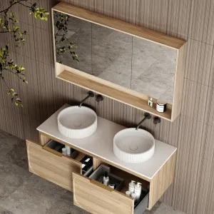 Cicero Wall Hung Vanity - Double - Walnut by null, a Vanity Mirrors for sale on Style Sourcebook