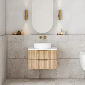 Gravity Curved Wall Hung Vanity Natural Oak by null, a Vanity Mirrors for sale on Style Sourcebook