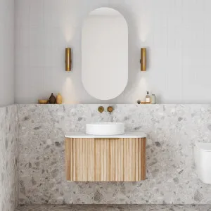 Cassa Designs V-Groove Curved Wall Hung Vanity - Single Natural Oak by Cassa Designs, a Vanities for sale on Style Sourcebook