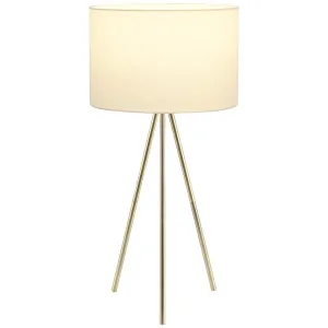 CLA Jambes Antique Brass Tripod Table Lamp with Fabric Drum Shade White by Compact Lamps Australia, a Table & Bedside Lamps for sale on Style Sourcebook