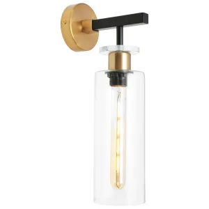 Cougar Bourne Modern Glass Cylinder Wall Light with Gold Accents Black and Gold by Cougar, a Wall Lighting for sale on Style Sourcebook