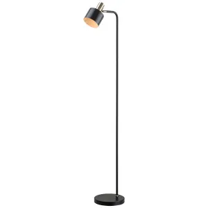 CLA Flotar Minimalist Floor Lamp with Adjustable Cylinder Shade and Brass Accents Black by Compact Lamps Australia, a Floor Lamps for sale on Style Sourcebook